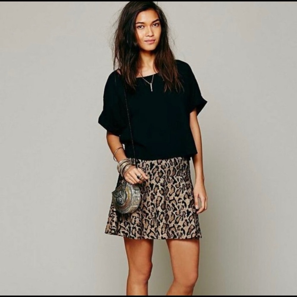Free People Leopard Print Mini Skirt